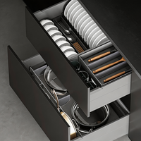 Boîte de rangement de cuisine multifonctionnelle réglable à 3 côtés, grande capacité, solution de rangement pour armoire, durable