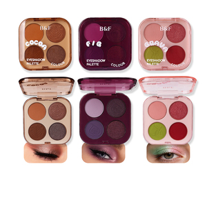 Palette de fards à paupières neutres soyeux, palette de fards à paupières scintillants à marque privée, palette de fards à paupières <span class=keywords><strong>4</strong></span> couleurs multi-tons gaufrée - Product Image 1