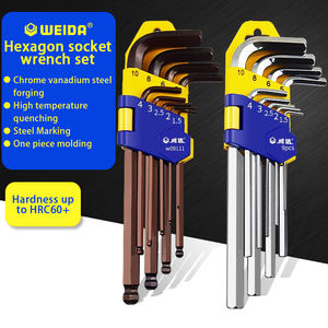 طقم مفاتيح ألن سداسية من النوع L مكون من 9 قطع، درجة صناعية، من الفولاذ الكروم فاناديوم، مقاس متري، تصنيع حسب الطلب - Product Image 2