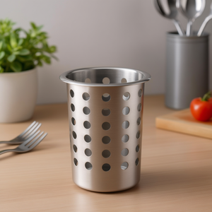 Tazza portaposate in acciaio inossidabile con design perforato per la conservazione in cucina - Product Image 3