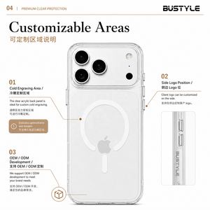 Coque de téléphone BUSTYLE personnalisée en TPU acrylique avec gravure à froid, trou pour lanière et chargement magnétique sans fil pour iPhone 18 17 Pro Max 16 15 - Product Image 5