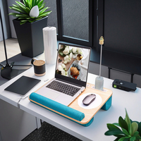 Bureau portable pliable en bambou avec tapis de souris et support pour téléphone, idéal pour le télétravail, couleur et logo personnalisables