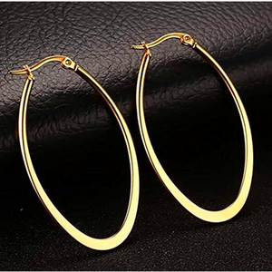 Boucles d'oreilles ovales en or enveloppé de vie Créole fantaisie Or Rose Prévenir les allergies Boucle d'oreille - Product Image 4