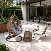 Fauteuil suspendu en rotin, siège balançoire autoportant, mobilier d'extérieur moderne et minimaliste pour jardin, balcon, intérieur