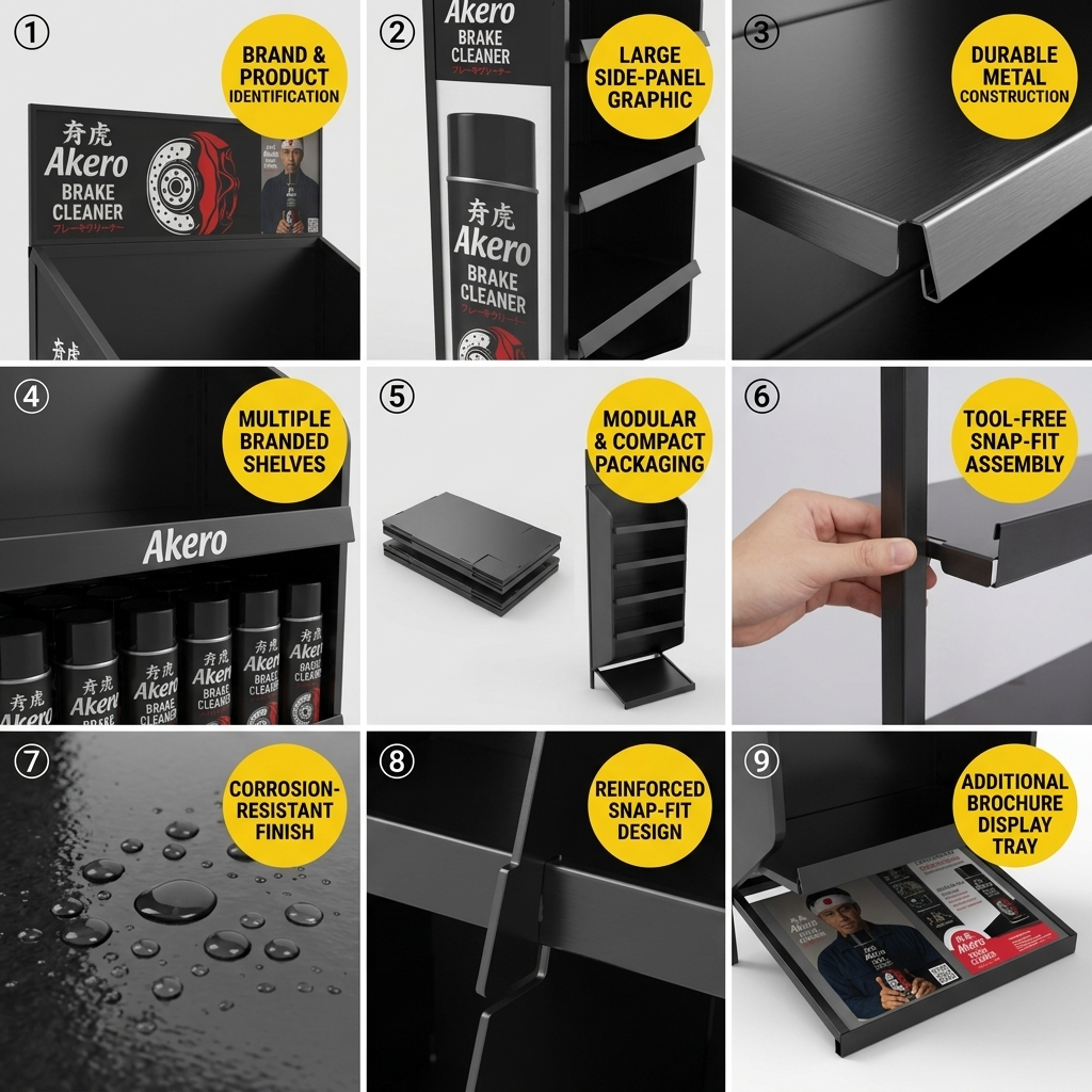 Custom Metal Floor Display Stand for Cleaner Display Racks Retail Display for Bottle for Supermarket & Bottle Products Retail — view 5