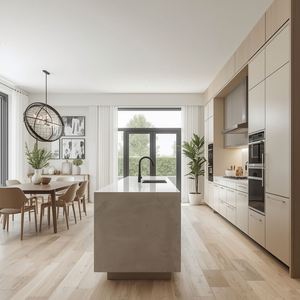 Armoires de cuisine modernes de style américain, laquées blanches brillantes, pour le mobilier de la maison, rangement de placard - Product Image 1