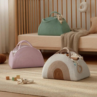 Organisateur de couches pour bébé en corde de coton, panier de rangement pliable avec poignée, grand format, portable pour garçons et filles
