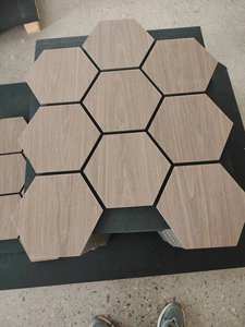 Panneau acoustique en laine de bois hexagonal 3D DIY, <span class=keywords><strong>beige</strong></span>, hexagonal, MDF, placage de chêne naturel/couleurs mélamine - Product Image 2