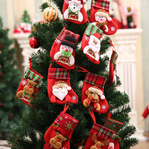Youlun petites décorations de bas de noël pendentif de sac de bonbons pour enfants en forme de chaussette pour sac cadeau de scène de fête de vacances - Product Image 1
