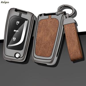 Coque de clé de voiture en cuir en alliage de Zinc pour Toyota Aygo Yaris Rav4 pour <span class=keywords><strong>Citroen</strong></span> <span class=keywords><strong>C1</strong></span> pour Peugeot 108 Camry Corolla - Product Image 2