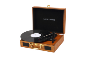 <span class=keywords><strong>Tocadiscos</strong></span> Retro de Madera con Forma de Maleta para LP, Reproductor de Vinilo de 33/45/78 RPM, Gramófono con Altavoces Integrados, Reproductor BT, Fonógrafo Portátil - Product Image 5