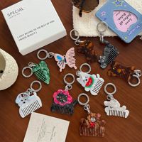 Koleksi Gantungan Kunci Sisir Mini Bentuk Hewan Lucu, Terbuat dari Asetat Tebal, Bergaya Kartun, Portabel, Menyenangkan, dan Unik