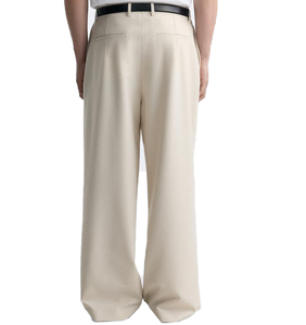 All'ingrosso <span class=keywords><strong>pantaloni</strong></span> da uomo <span class=keywords><strong>classici</strong></span> Beige pieghettati di alta qualità <span class=keywords><strong>in</strong></span> cotone 100% <span class=keywords><strong>in</strong></span> saia a <span class=keywords><strong>vita</strong></span> media elasticizzati Casual e comodi alla moda Design - Product Image 2