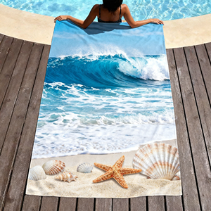 All Over Sublimation Print 100% <b>Microfiber</b> Custom Logo Quick Dry Lightweight <b>Towel</b> for <b>Beach</b> Party Outdoor - Product Image 1