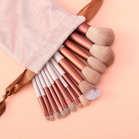 Ensemble de 13 pinceaux de maquillage avec poils en fibres synthétiques, manches en plastique - Pinceaux pour fard à paupières, poudre libre, blush, anticernes - Portable