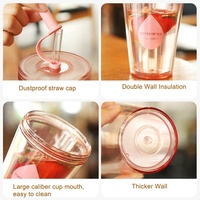 Gobelet isotherme à double paroi personnalisable sans BPA, écologique, anti-fuite, pour filles, en plastique réutilisable