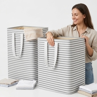Lot de 2 paniers à linge pliables robustes en plastique, imperméables, pour chambre et buanderie, gris, 80 L chacun (160 L au total)