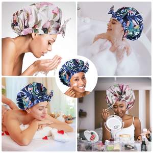 YSD <b>Shower</b> <b>Cap</b> Waterproof Luxury <b>Shower</b> <b>Caps</b> for <b>Women</b> Reusable Bath Hair <b>Cap</b> Fashion <b>Shower</b> Hat with Elastic - Product Image 6