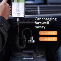 Câble de charge de voiture rétractable de 1,8 m avec connecteurs USB-A et Type-C, compatible CarPlay et charge ultra-rapide 6A