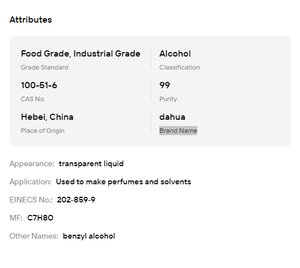 Alcohol Bencílico 99% Multiusos Líquido en Tambor de 215 kg para Fabricación de Perfumes y Uso Industrial como Solvente - Product Image 6
