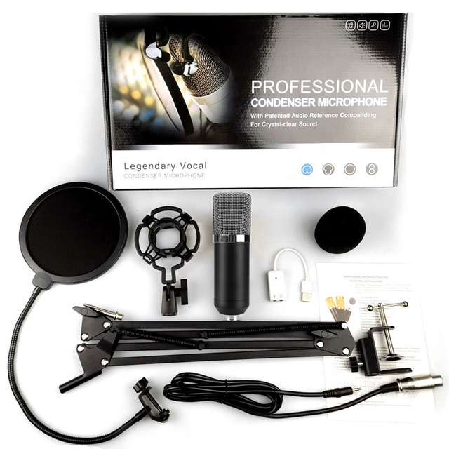 Xtuga BM700 Best Selling OEM Condenser Recording Microphone Live Sound Equipment With Adjustable Arm Stand for Broadcasting