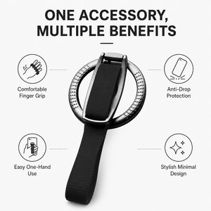Supporto Magnetico Portatile per Telefono con Anello in Lega di Zinco e Cinturino in Silicone per Uso su Scrivania - Product Image 2