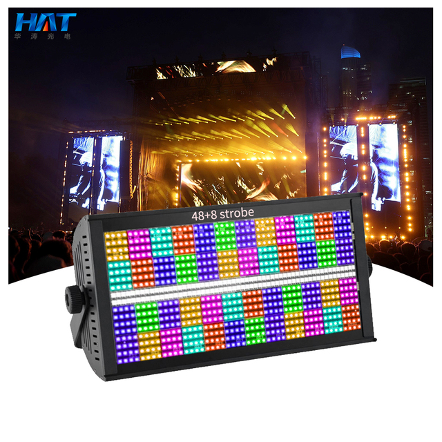 HAT 48+8 Stage Led Matrix Light RGB Dmx512 Control Strobe Light for DJ Party Lighting Full Color