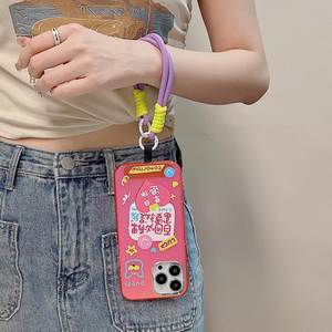 Dragonne <span class=keywords><strong>courte</strong></span> universelle anti-perte avec étiquette patch Bracelet de couleur tissé en nylon étui de téléphone corde suspendue lanière de téléphone portable - Product Image 2