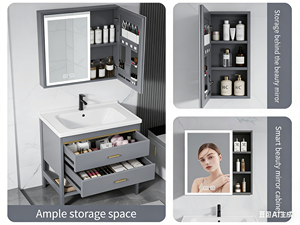 <span class=keywords><strong>Meuble</strong></span> de salle de bain à poser au sol avec <span class=keywords><strong>vasque</strong></span> intégrée en céramique, <span class=keywords><strong>meuble</strong></span>-<span class=keywords><strong>vasque</strong></span> étanche pour petits espaces - Product Image 4