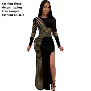 wholesale Free sample MOQ 1 Latest Design Women Elegant Winter Fashion Clothing Hot Drilling Evening plus size Dresses