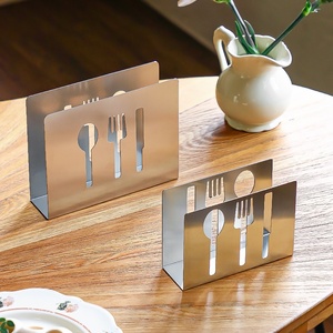 Tempat Kartu Serbet Baja Tahan Karat, Organizer Meja Vertikal Elegan untuk Dapur, Bar, Restoran, Rak Berdiri Kompak dan Tahan Lama - Product Image 1