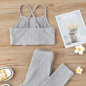 Conjuntos informales de verano para mujer, Top gris, Leggings con lazo, camisa y pantalones, a la <span class=keywords><strong>moda</strong></span>, 2021 - Product Image 2