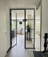 Portes françaises de séparation de pièce de style Crittall en verre trempé avec cadre en acier, conformes aux normes européennes