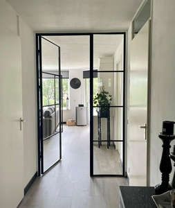 यूरोपीय मानक आंतरिक स्टील फ़्रेमयुक्त टेम्पर्ड ग्लास क्रिटल स्टाइल रूम डिवाइडर फ़्रेंच दरवाजे - Product Image 4