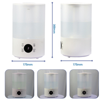 Humidificateur ultrasonique portable électrique 4L avec veilleuse et aromathérapie, humidistat pour usage domestique, bureau, chambre à coucher, garantie 1 an