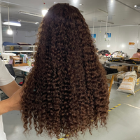 Perruques Sans Colle Bouclées Jerry Kinky Bouclées Densité 300 Cheveux Vietnamiens Bruts Couleur Brune 13X6 HD Swiss Lace Frontal Cheveux Humains