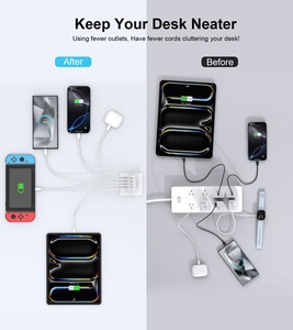 Cargador Rápido para Teléfono HNT de 50W, 3A2C, 5 Puertos, Enchufe EU/US, Certificado CE FCC RoHS, Adaptador de Corriente para iPhone 17 16 15 14 <span class=keywords><strong>Pro</strong></span> Max - Product Image 6