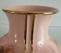 Vase en porcelaine rose écologique de haute qualité, fait sur mesure, avec une ligne dorée, vase décoratif en céramique pour la maison