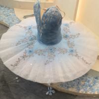 Gaun Tutu Balet Swan Lake Anak Tanpa Lengan dengan Renda Tulle Pancake untuk Anak Perempuan, Bahan Spandex/Polyester untuk Pertunjukan
