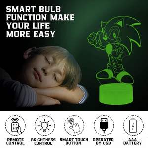 Lámpara LED de Noche con Ilusión 3D de Anime Sonic, con Control Remoto y por Aplicación, para Niños, Venta al Por Mayor - Product Image 6
