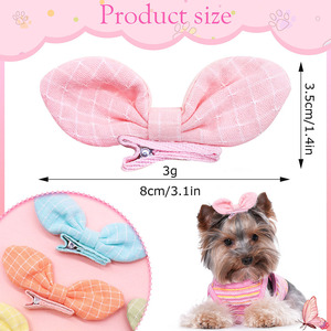 Accesorios Ecológicos para el Pelo de Perros de Poliéster con Forma de Orejas de Conejo, Lazos Hechos a Mano, Flores para Cachorros, para Todas las Estaciones - Product Image 4