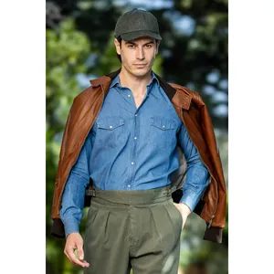 Chemise en denim bleu 100% coton pour toutes les saisons - Product Image 3