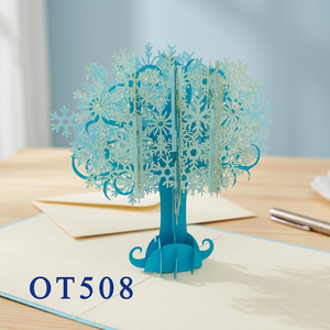 Tendencia 3D hecho a mano Vietnam arte papel Pop tarjeta copo de nieve árbol diseño Offset Impresión logotipo personalizado venta al por mayor regalos artesanías - Product Image 2