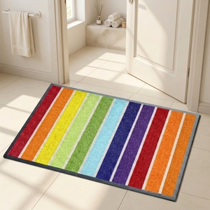 Tapis de porte d'entrée intérieur/extérieur multicolores <span class=keywords><strong>arc</strong></span>-<span class=keywords><strong>en</strong></span>-<span class=keywords><strong>ciel</strong></span> personnalisables avec logo, anti-fatigue, lavables, absorbants et imperméables - Product Image 1