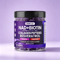 OEM NAD+ Resvératrol Berbérine Biotine Améliore le Système Immunitaire Collagène Kératine Zinc Vitamine K2 D3 Gommes Métabolisme Corporel Adulte