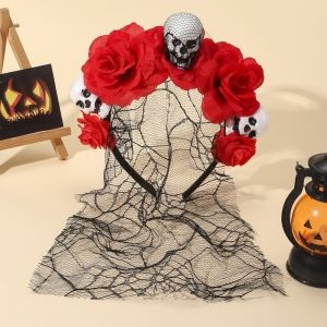 Halloween Horror película <span class=keywords><strong>maquillaje</strong></span> Cosplay disfraces esqueleto muerto Rosa araña telaraña flor globo ocular mamá novia pelo fiesta decoraciones - Product Image 2