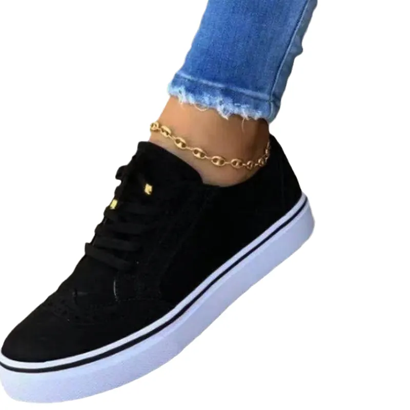Female tennis loafer comfortable ladies lace up womens flat sports sneakers casual shoes 2023
