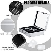 Boîte de rangement pour 100 pièces de monnaie en aluminium, organiseur portable avec fermoirs sécurisés, couvercle transparent pour la visualisation des pièces certifiées