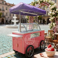 Chariot mobile commercial italien pour la vente de glaces et de gelato, avec roues, pour les entreprises de desserts en plein air, les boutiques et les événements