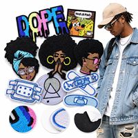 Lot de patchs brodés thermocollants et à coudre pour streetwear urbain, motifs Meme Dope This Is Fine Portrait Band Aid Afro